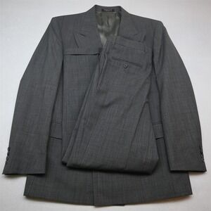 Vtg USA Made Double Breasted 43L 32x30 Gray Striped Wool Mens Jacket Pants Suit